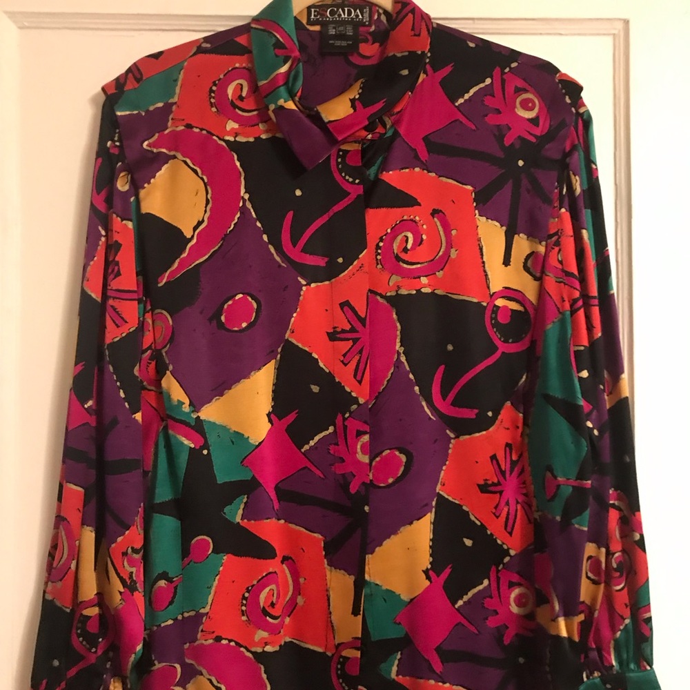 ESCADA 100% silk blouse in jewel tones